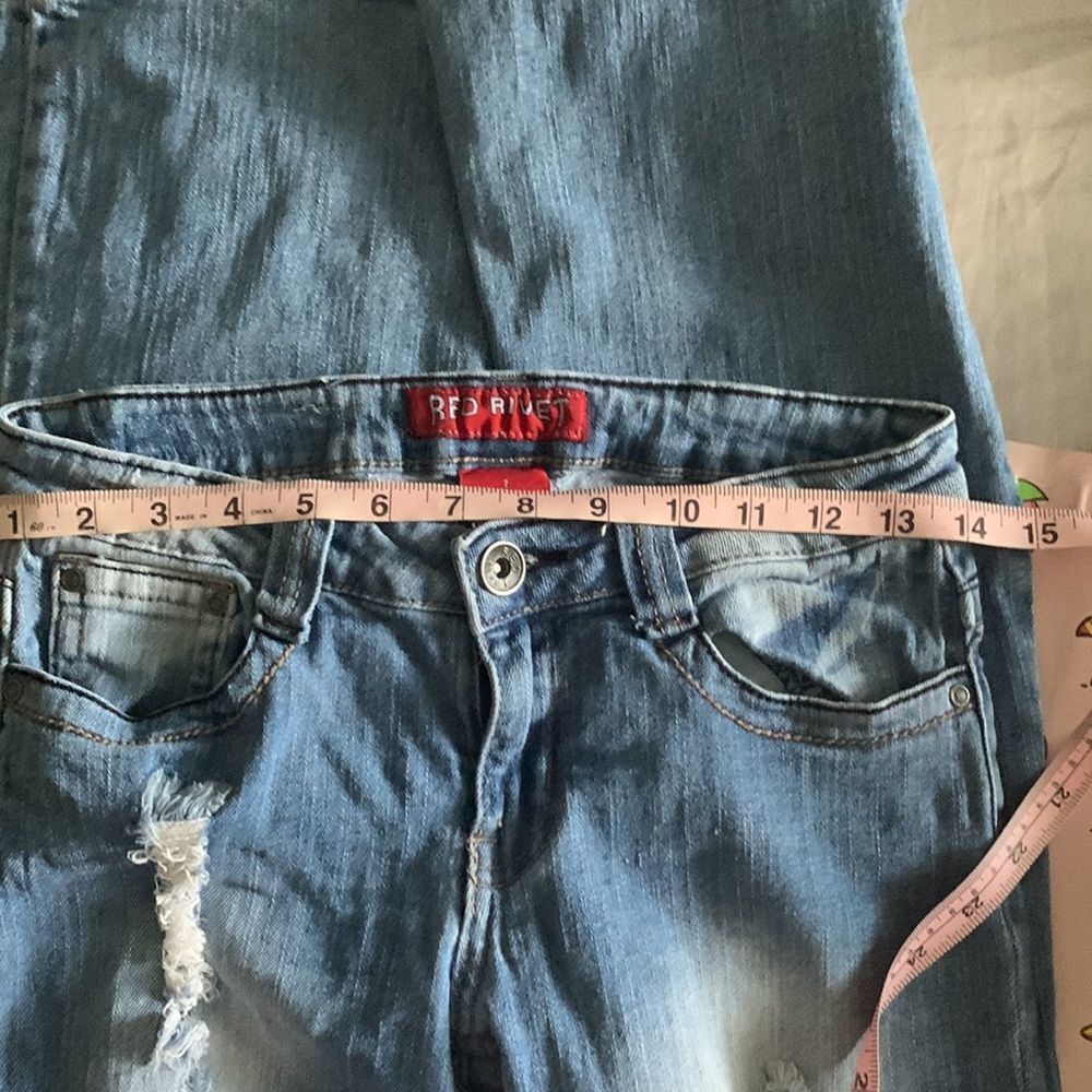 Red Rivet Distressed Bootcut Jeans - Picture 5 of 6